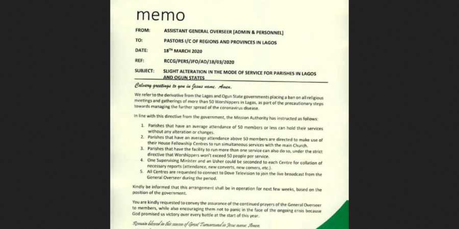 RCCG Memo