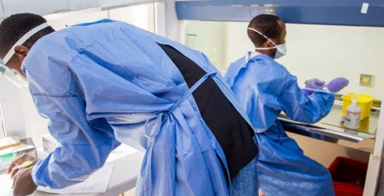 Health workers at the National Public Health Reference Laboratory in Nigeria